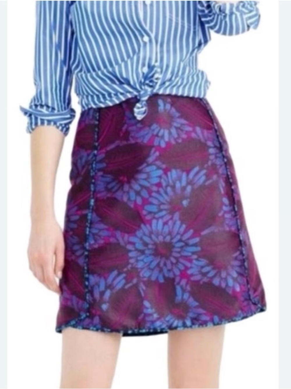 J. Crew Chic Midnight Goth Floral Jacquard Blue Purple Pink Mini Skirt Size 0